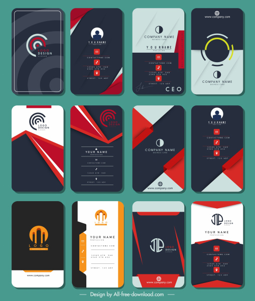 business cards templates collection colorful vertical design