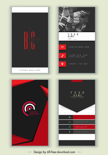 business cards templates elegant dark black red decor