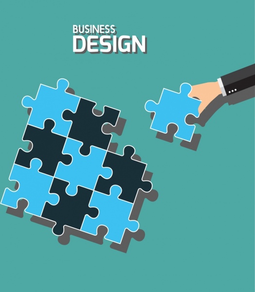 business concept background puzzle joints icons flat design 