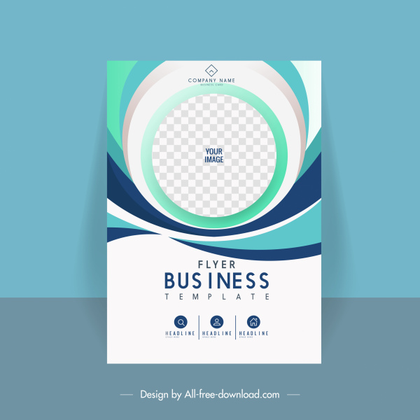 business flyer cover template elegant checkered circle curves
