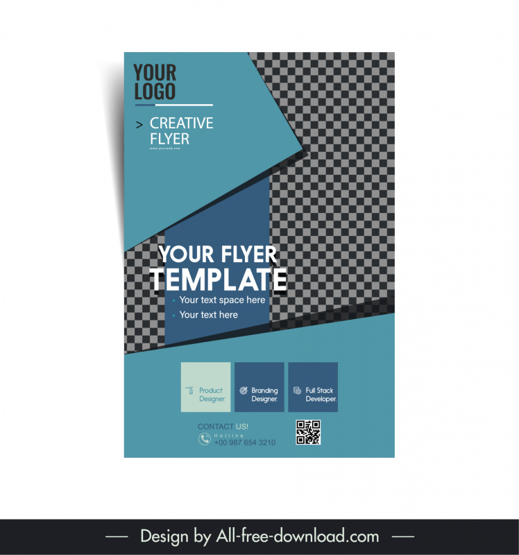 business flyer template 3d checkered geometry shapes