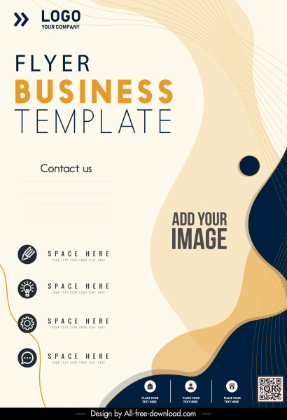 business flyer template abstract curves decor