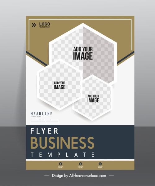 business flyer template checkered geometric polygon decor