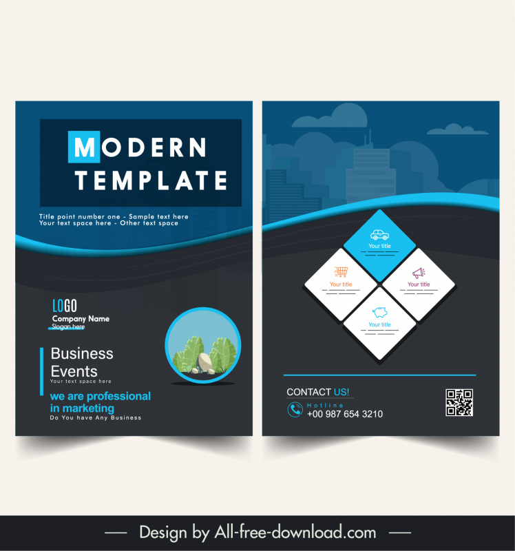 business flyer template elegant modern dark geometry
