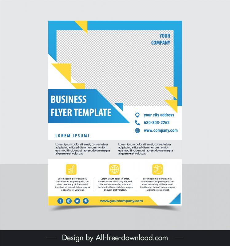 business flyer template modern elegant geometric checkered decor 