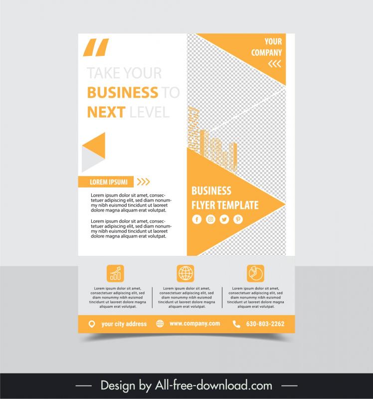 business flyer template triangles checkered layout 