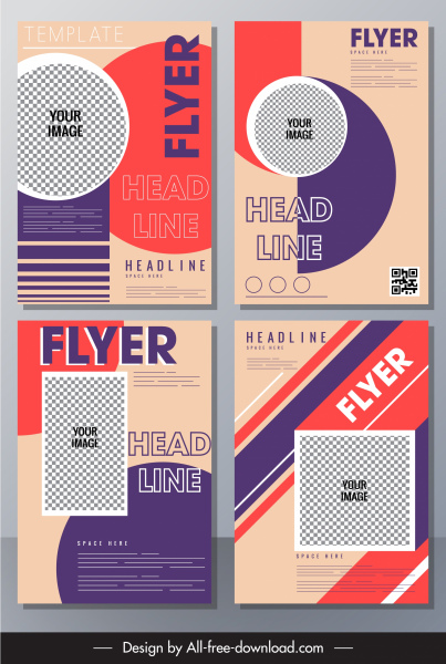 business flyer templates colorful geometric shapes checkered decor