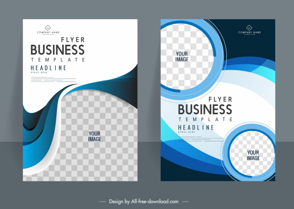 business flyer templates modern elegant checkered curves decor 