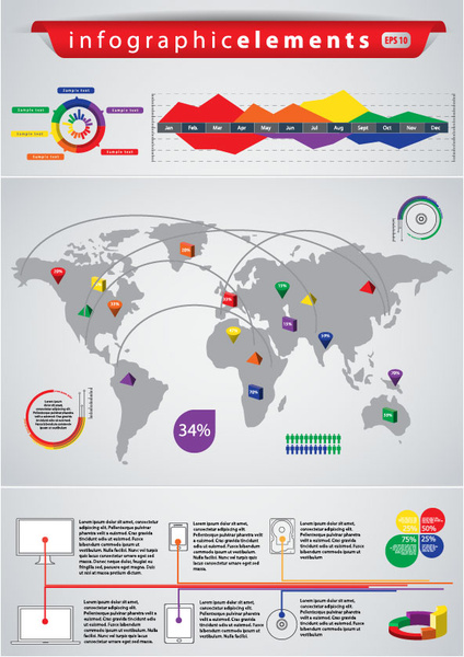 business graphic data report vector set