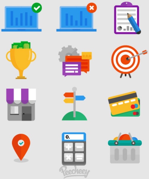 business icons flat style