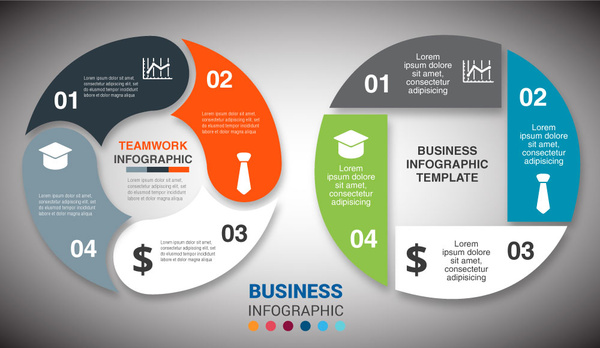 business infographic diagram design with round cycles