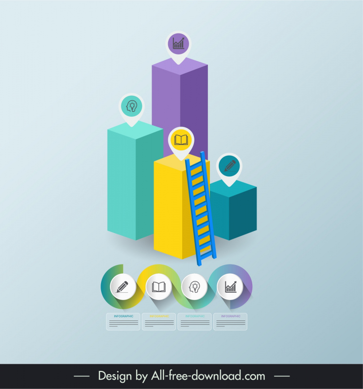 business infographic template 3d column ladder 