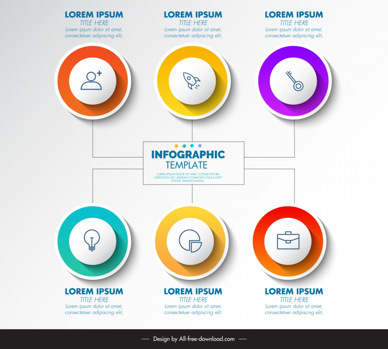 business infographic template elegant symmetric circles buttons layout 