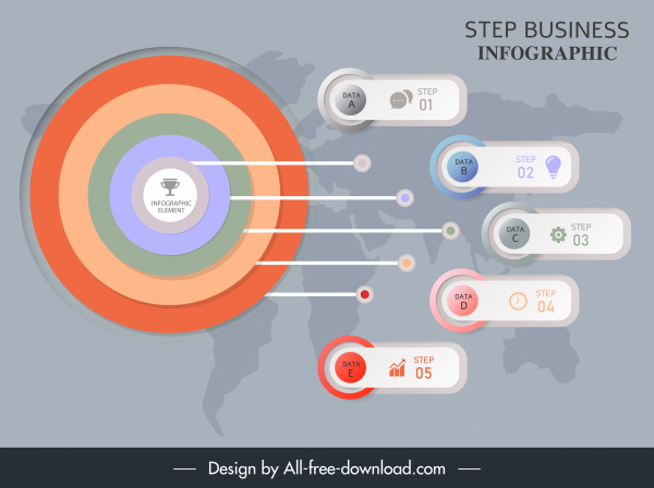 business infographic template modern target circle horizontal tags