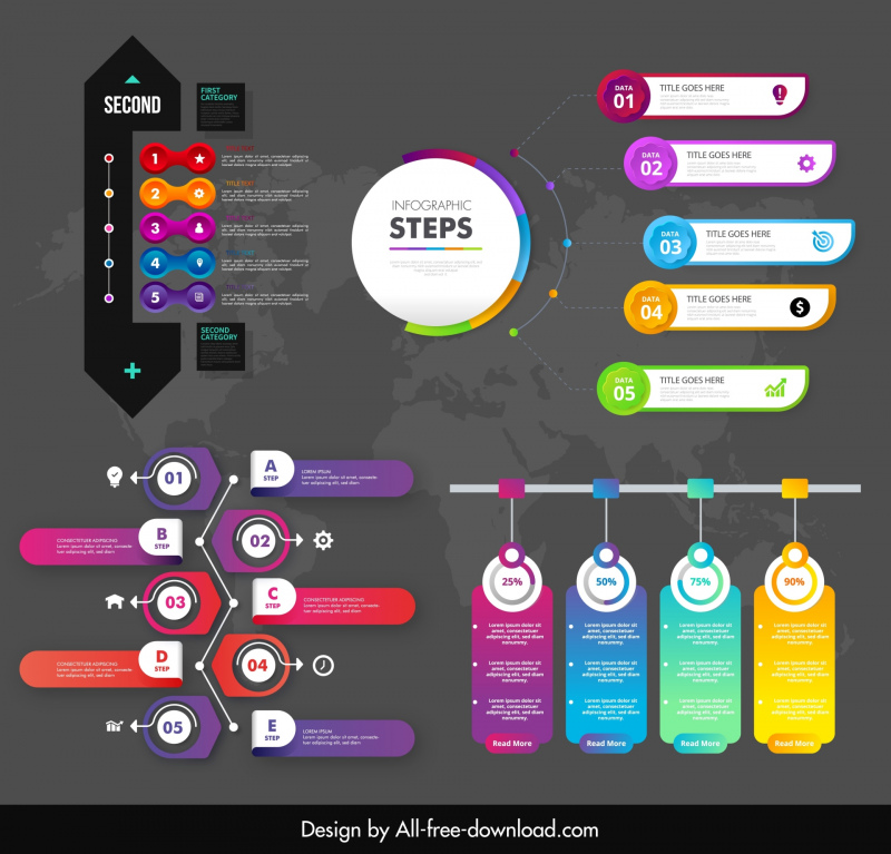 business infographics template elegant contrast chart elements