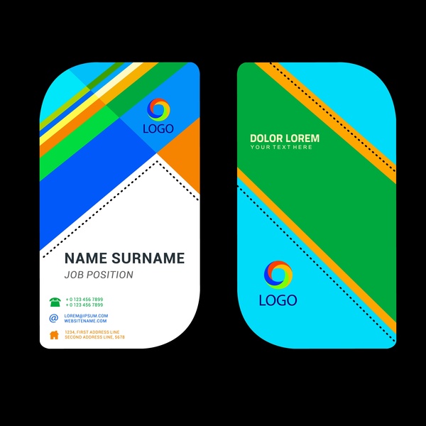 Business Name Card Template With Rounded Abstract Design Vectors 