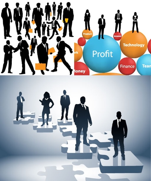 business people silhouette vector