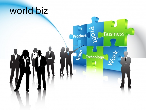 business background people puzzle joints modern 3d design