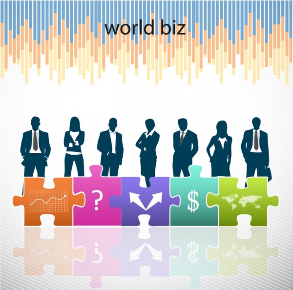 business background modern joint puzzles silhouette decor