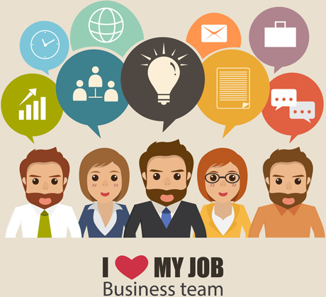 business people working vector templates set 