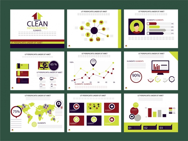 business presentation design with infographics elements illustration
