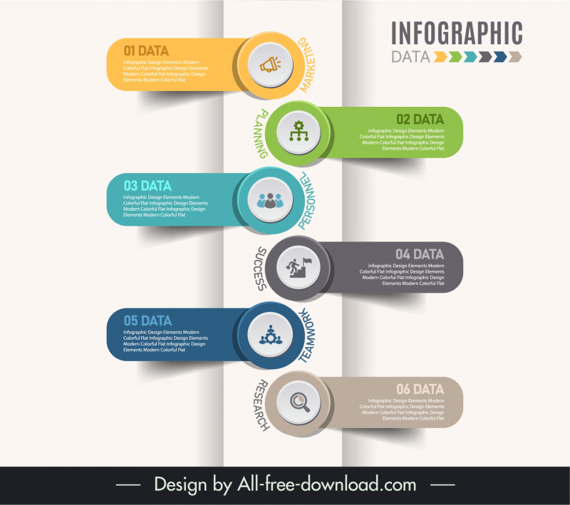 business process abstract infographics template elegant modern geometric tabs