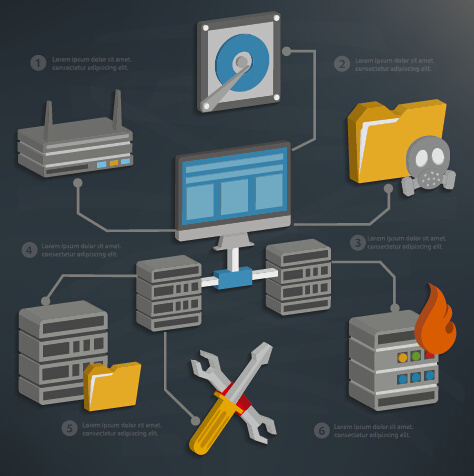 business server and database media vector template