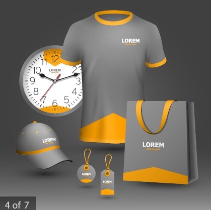 business t shirt hat and tag with clock vector