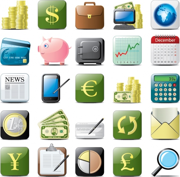 finance icons modern colored flat symbols sketch