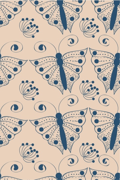 butterflies pattern background blue repeating design