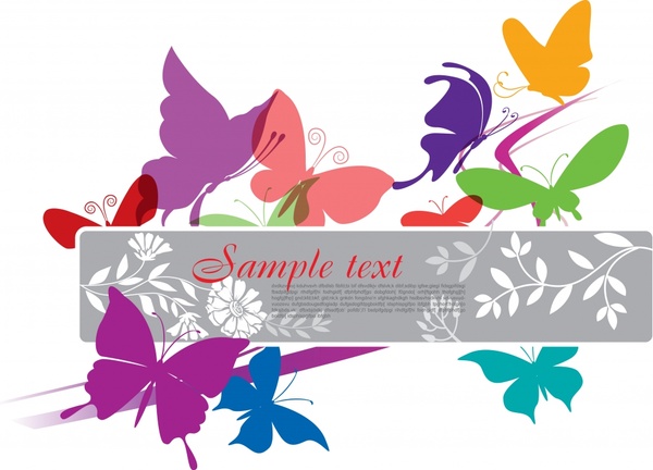 nature background template colorful flat butterflies decor