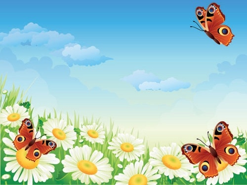 butterfly flowers vector