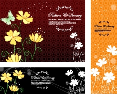 butterfly flowers vector background classical pattern