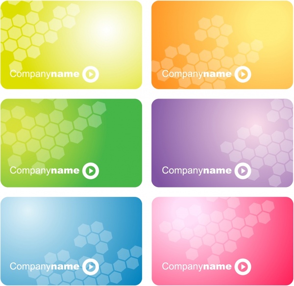 name card templates polygonal decor vivid colored design