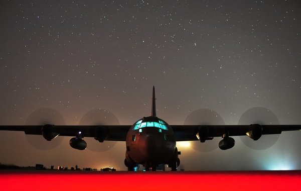 c-130j hercules night evening 