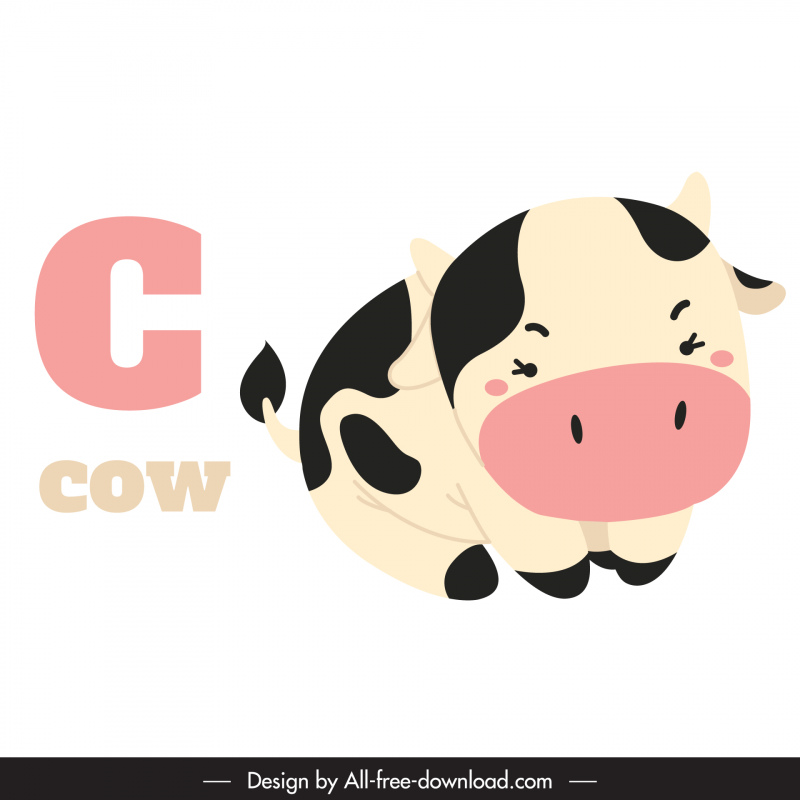 c text education design elements cow cartoon sketch