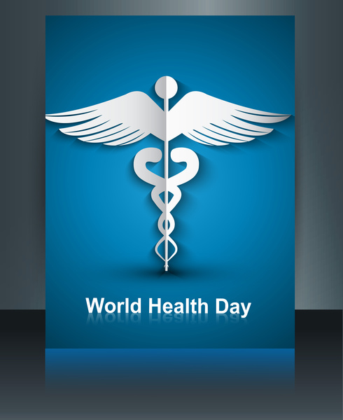 caduceus medical symbol brochure colorful template world health day reflection design vector