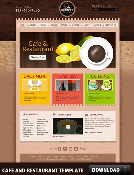 Cafe and Restaurant Template PSD