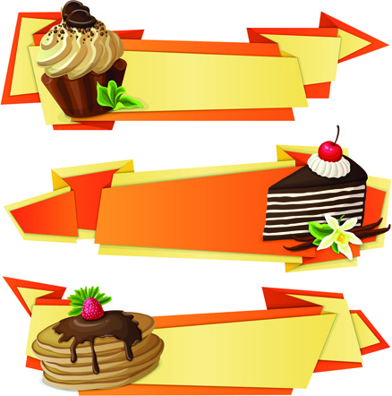 cake with origami banner vector