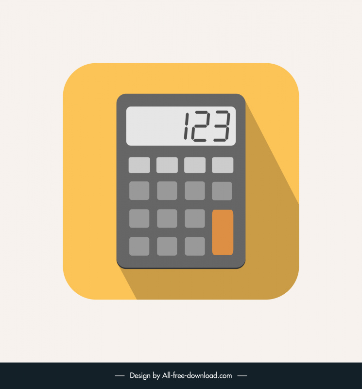 calculator icon flat sketch square isolation