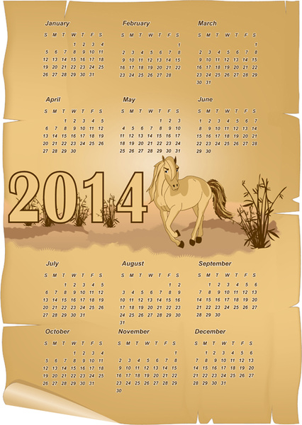 calendar14 horse design vector