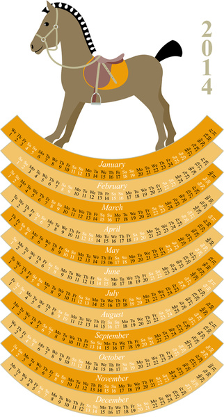 calendar14 horse design vector 
