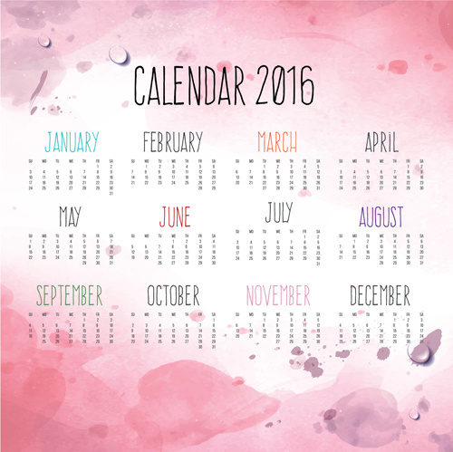 calendar16 with pink grunge background vector