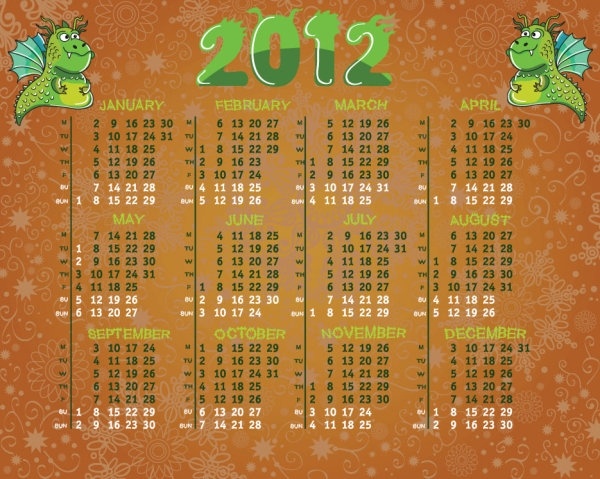 calendar 2012 calendar 01 vector
