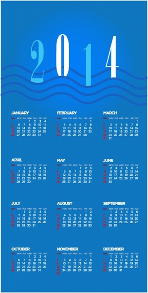 calendar 2014