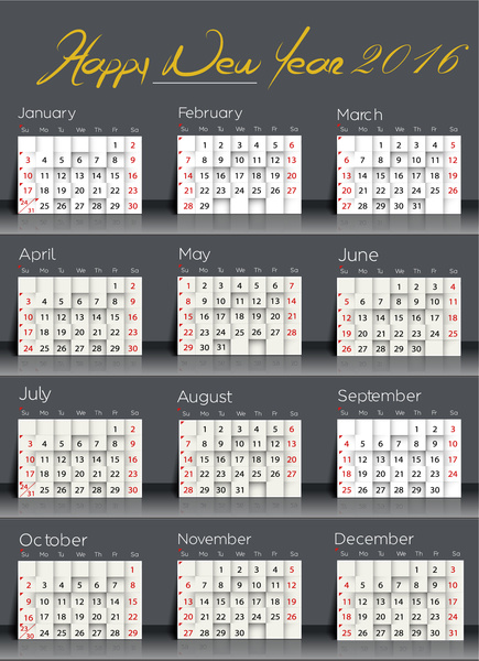calendar 2016 template simple
