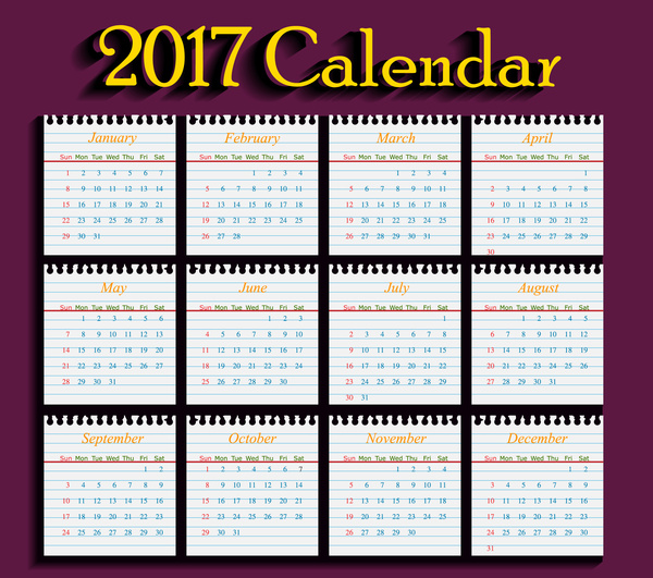 calendar 2017 templates school paper 