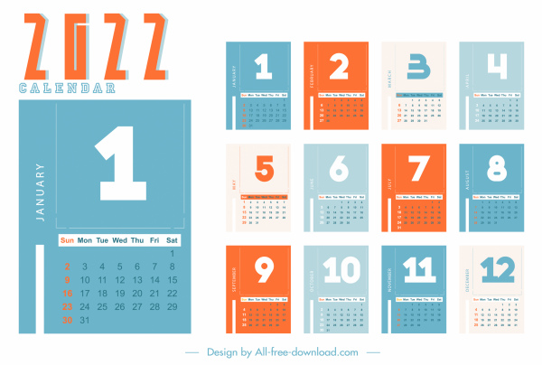 calendar design elements colored plain design number decor 