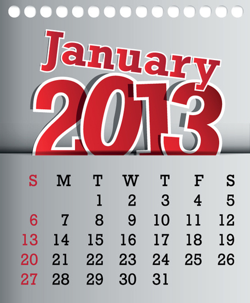 calendar january13 design vector graphic
