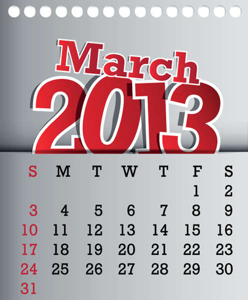 calendar march13 design vector graphic